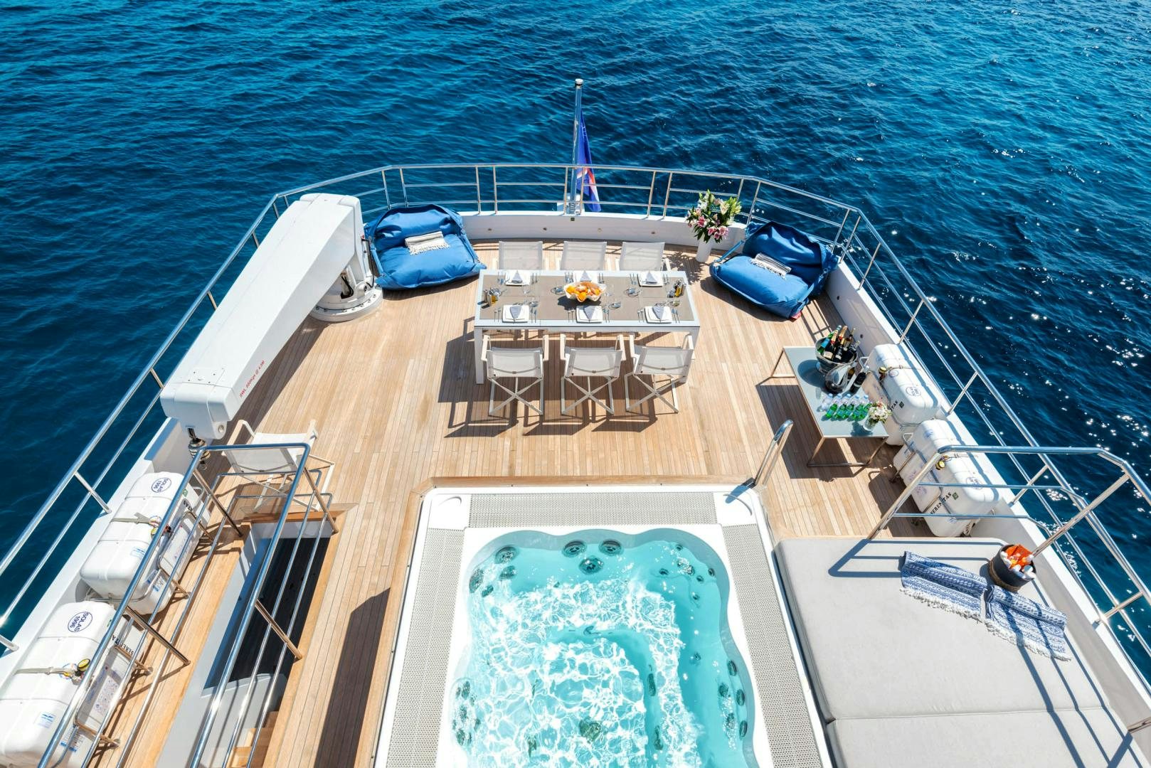 a high angle view of a boat aboard CURFEW II Yacht for Sale