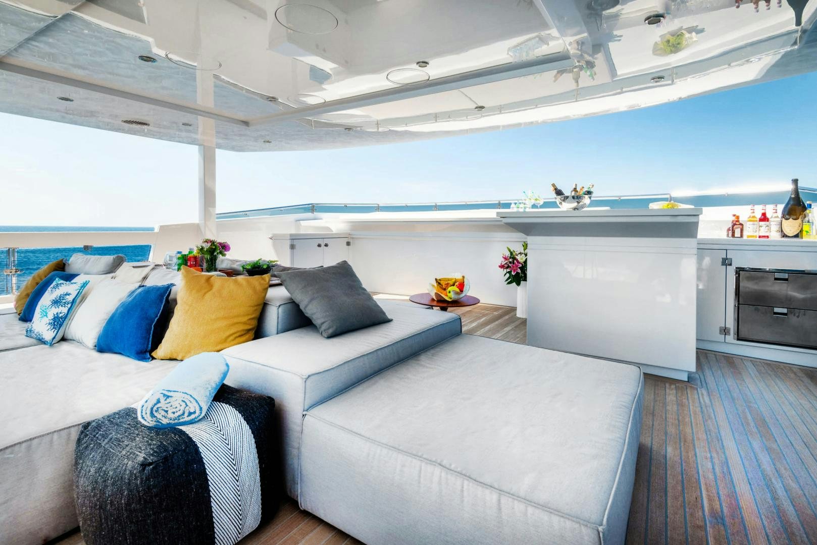 a room with a couch and a table aboard CURFEW II Yacht for Sale