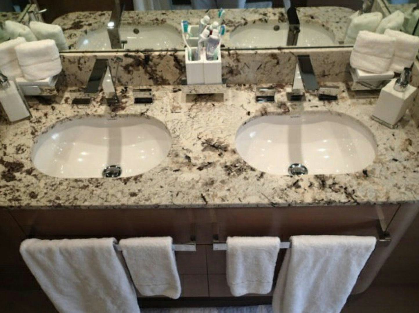 a couple of sinks in a bathroom aboard No Name Yacht for Sale