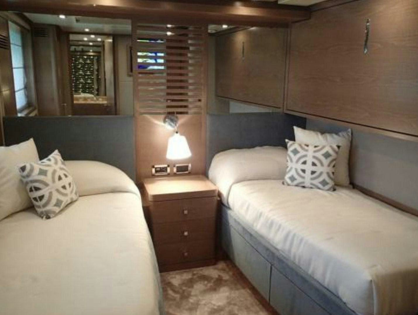 a room with two beds aboard No Name Yacht for Sale