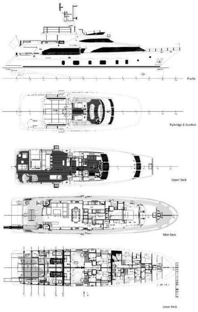 diagram, engineering drawing aboard No Name Yacht for Sale