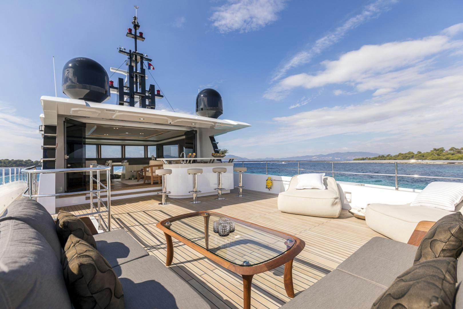 a boat on a deck aboard MAJESTY 100 Yacht for Sale