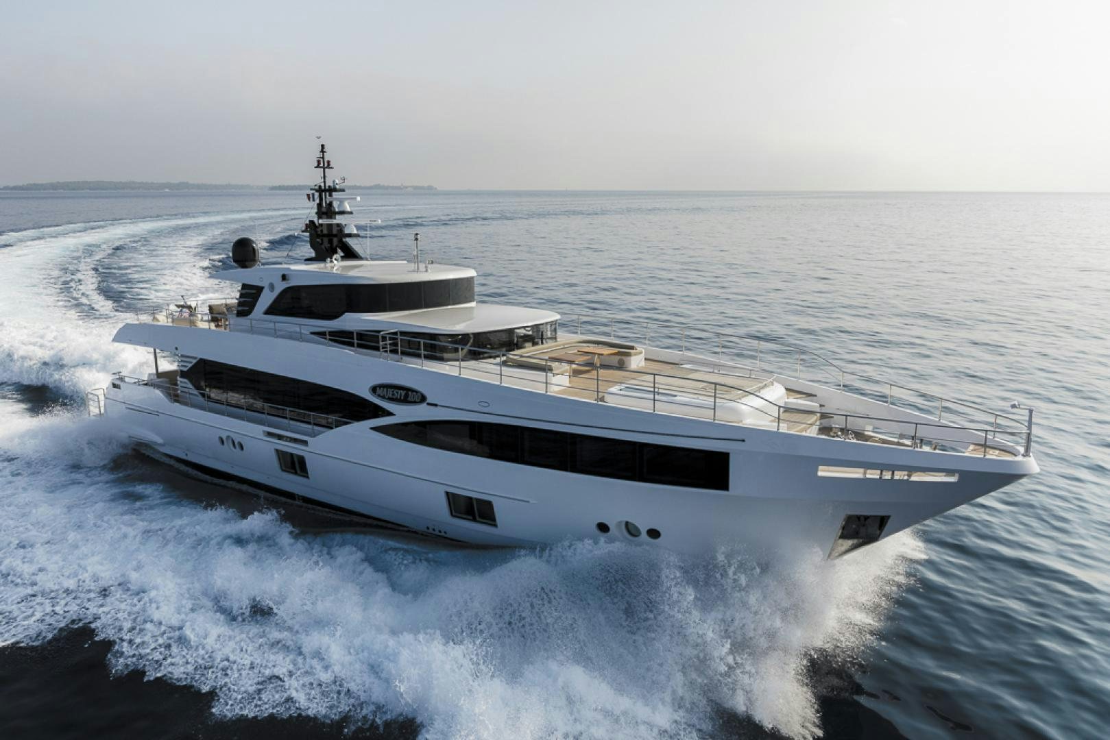 a large white yacht aboard MAJESTY 100 Yacht for Sale