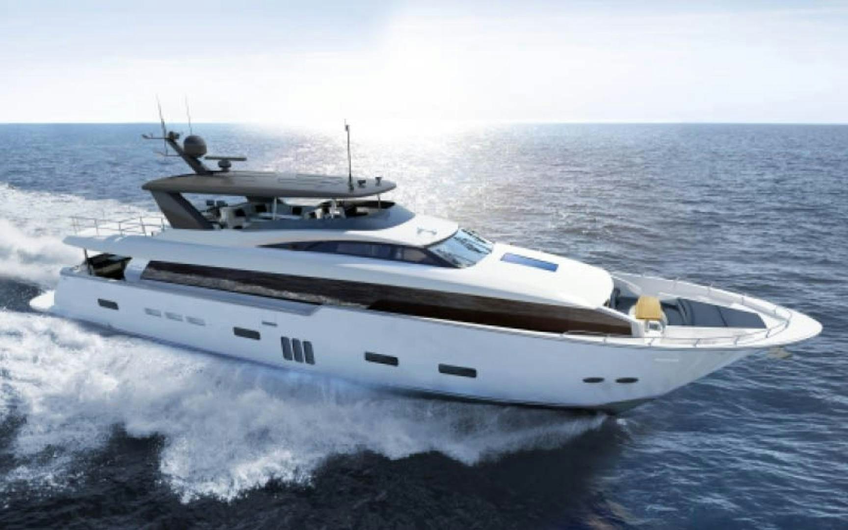 a white yacht on the water aboard 105 RAISED PILOTHOUSE Yacht for Sale