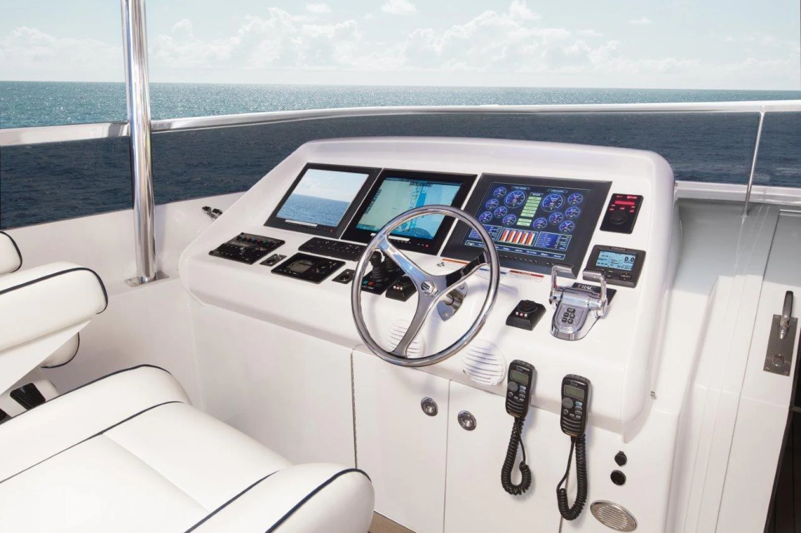 the inside of a white airplane aboard 105 RAISED PILOTHOUSE Yacht for Sale