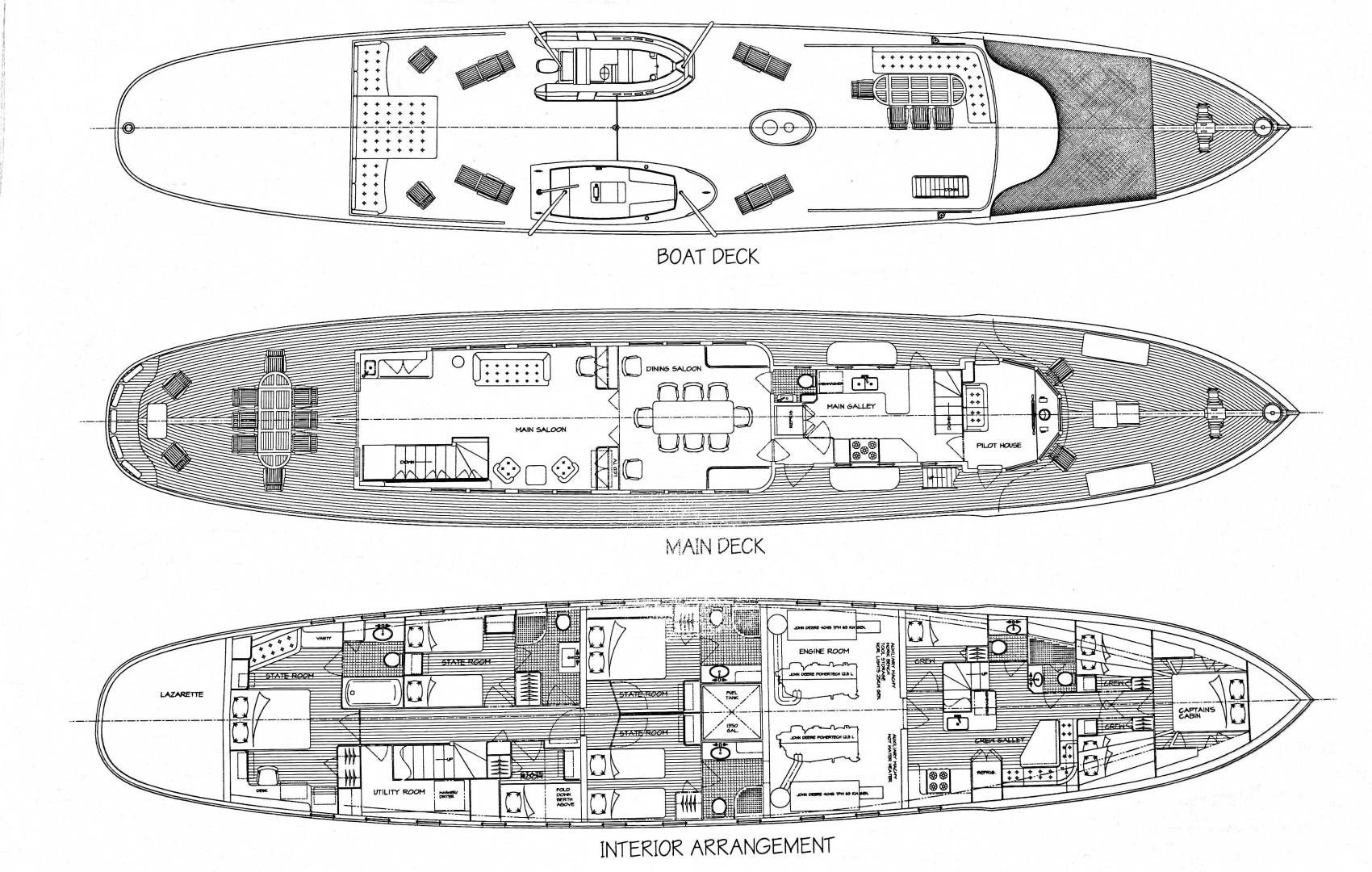 diagram, engineering drawing aboard FREEDOM Yacht for Sale