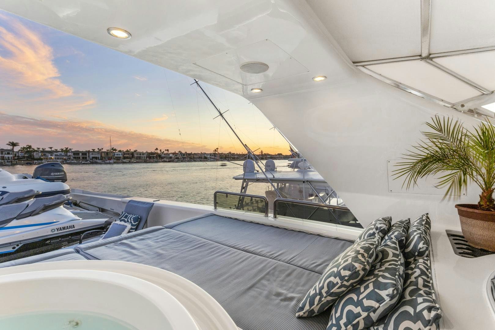 a large white boat on a deck aboard ANA’S INSPIRATION Yacht for Sale