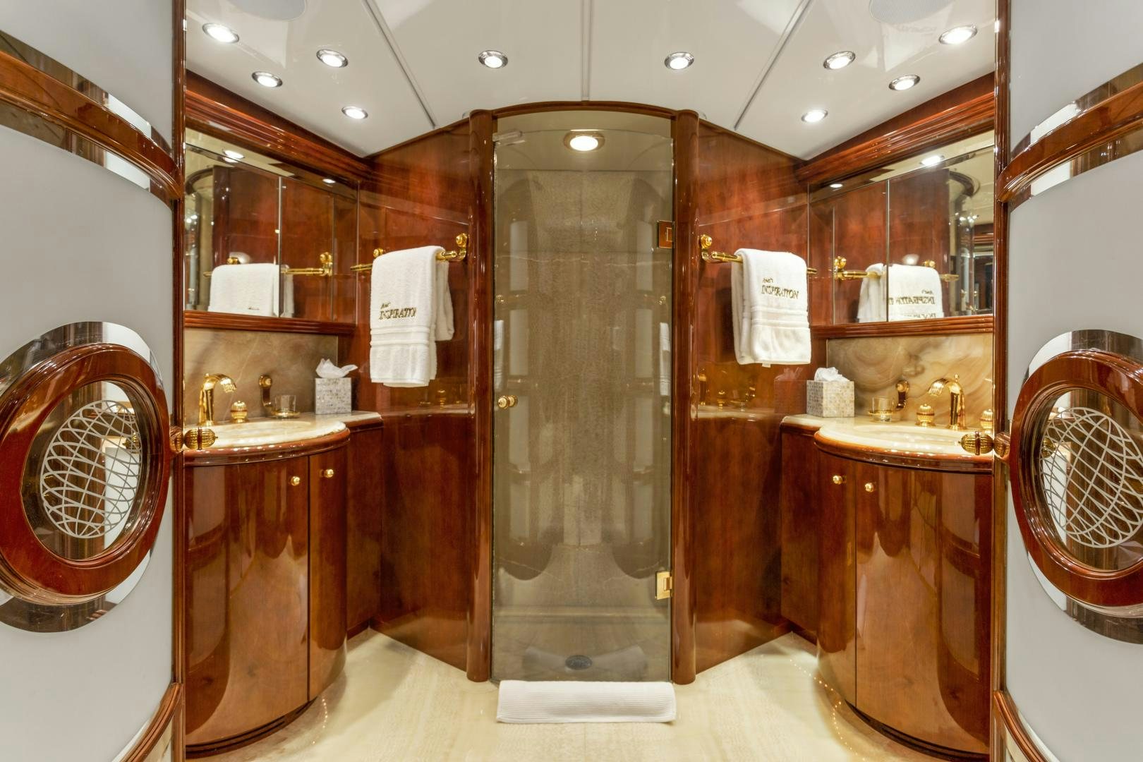 a large bathroom with a large shower aboard ANA’S INSPIRATION Yacht for Sale