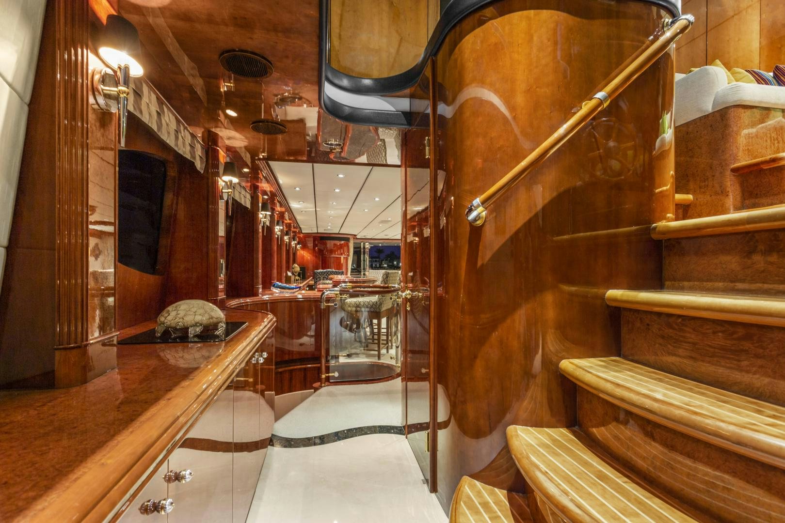 a large wooden barrel in a museum aboard ANA’S INSPIRATION Yacht for Sale