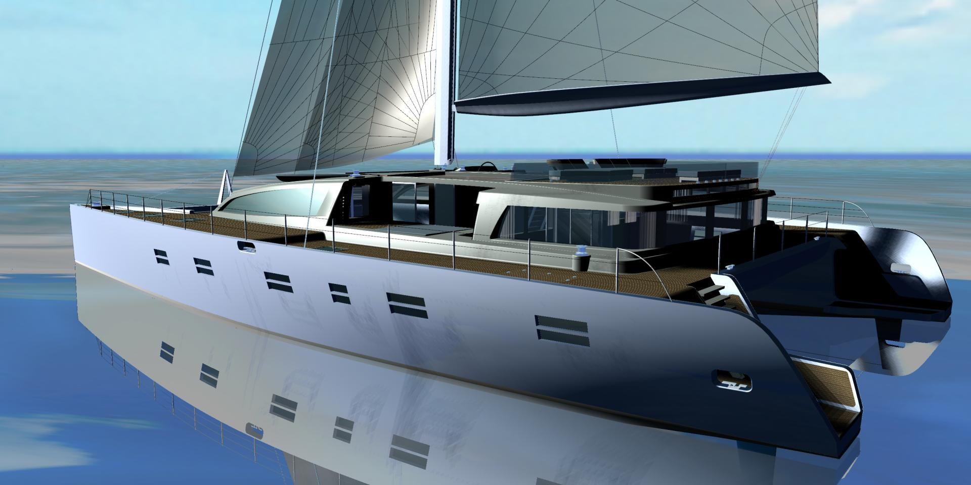 a white yacht in the water aboard SEA VOYAGER 103 Yacht for Sale