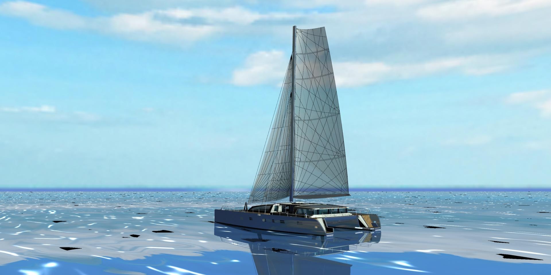 a sailboat on the water aboard SEA VOYAGER 103 Yacht for Sale