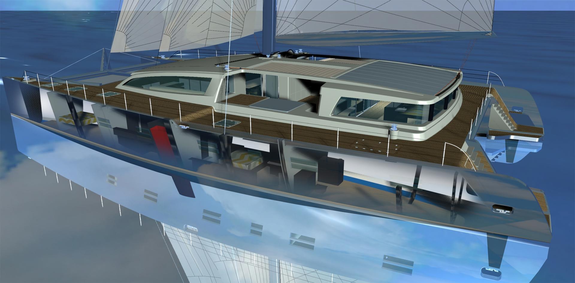 a large white boat aboard SEA VOYAGER 103 Yacht for Sale