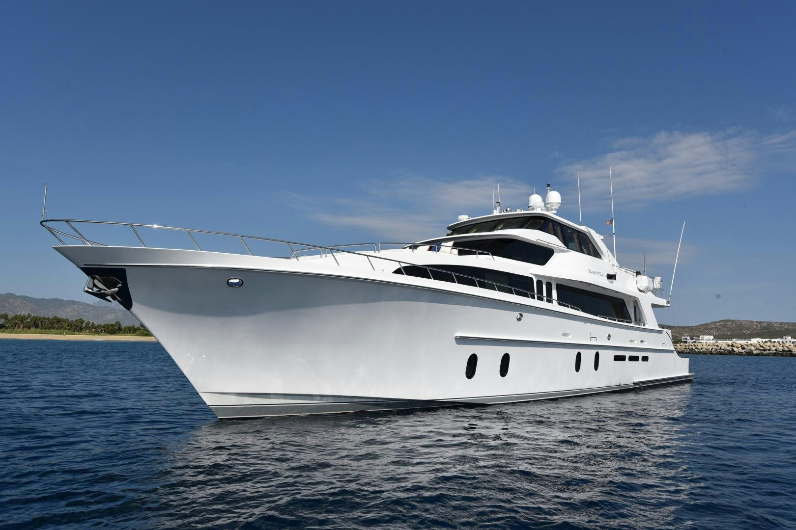 a white yacht on the water aboard BLUE STEELE Yacht for Sale