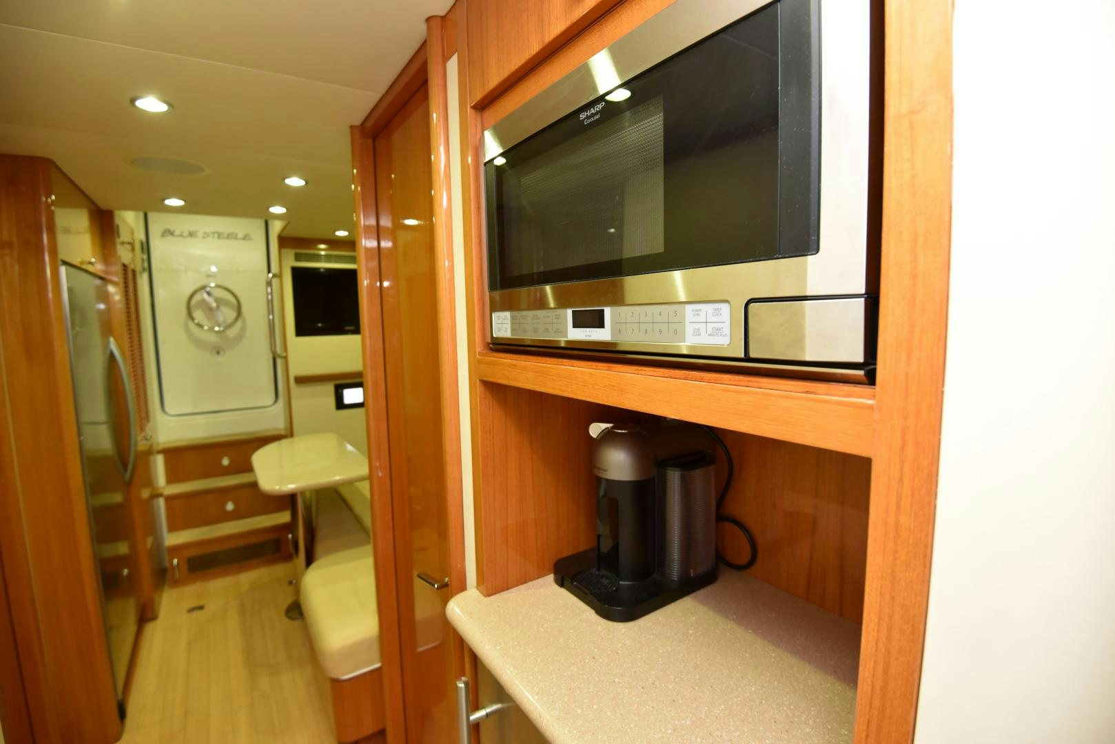 a coffee maker on a counter aboard BLUE STEELE Yacht for Sale