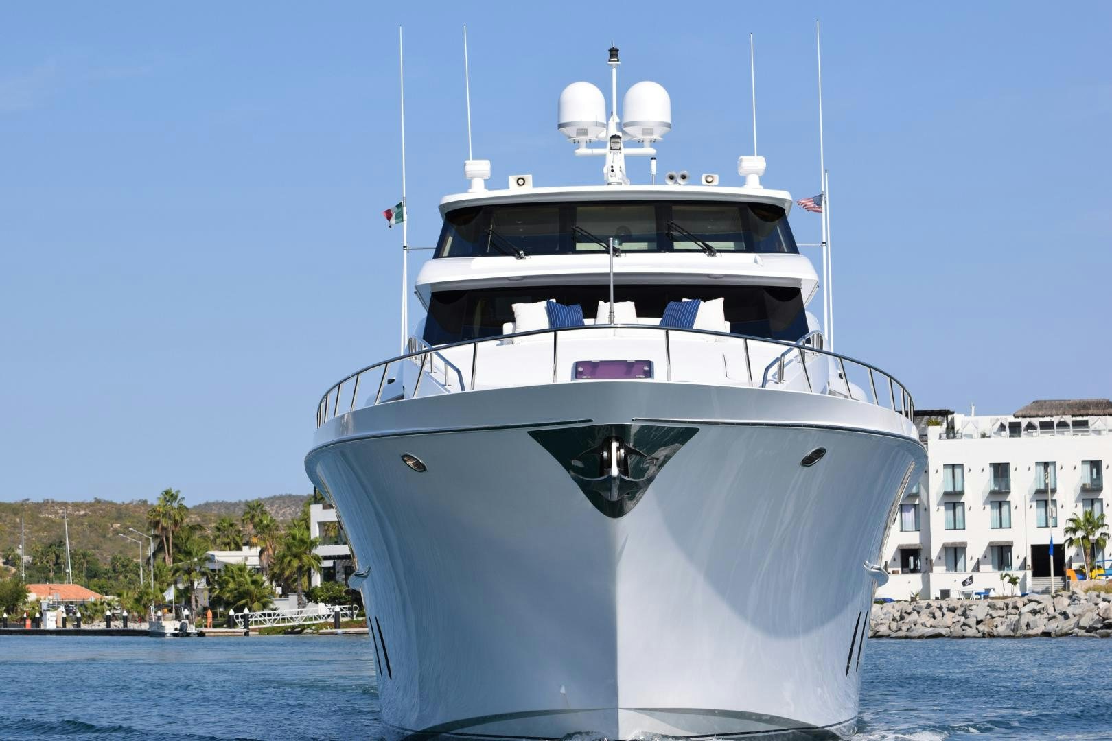 a large white boat aboard BLUE STEELE Yacht for Sale