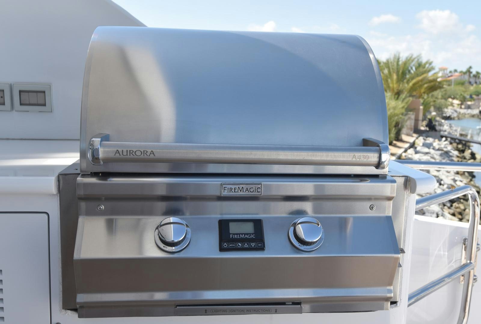 a silver car with a screen aboard BLUE STEELE Yacht for Sale