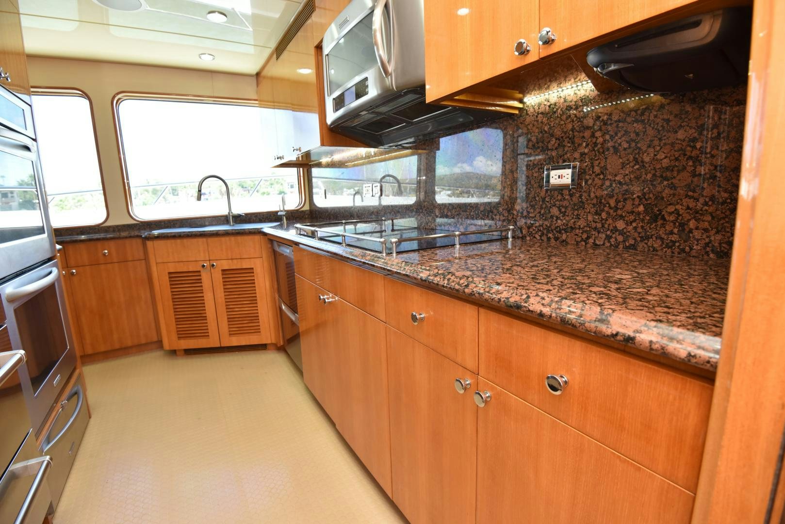 a kitchen with granite counter tops aboard BLUE STEELE Yacht for Sale