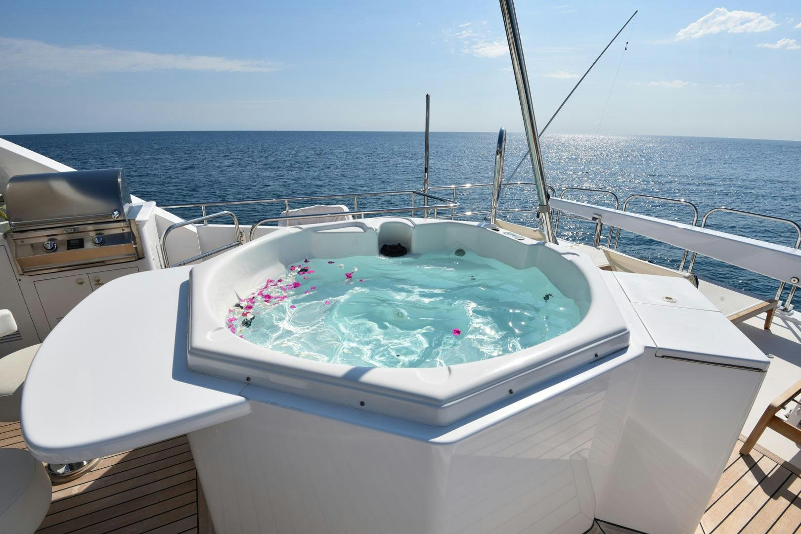 a boat with a blue sheet on it aboard BLUE STEELE Yacht for Sale