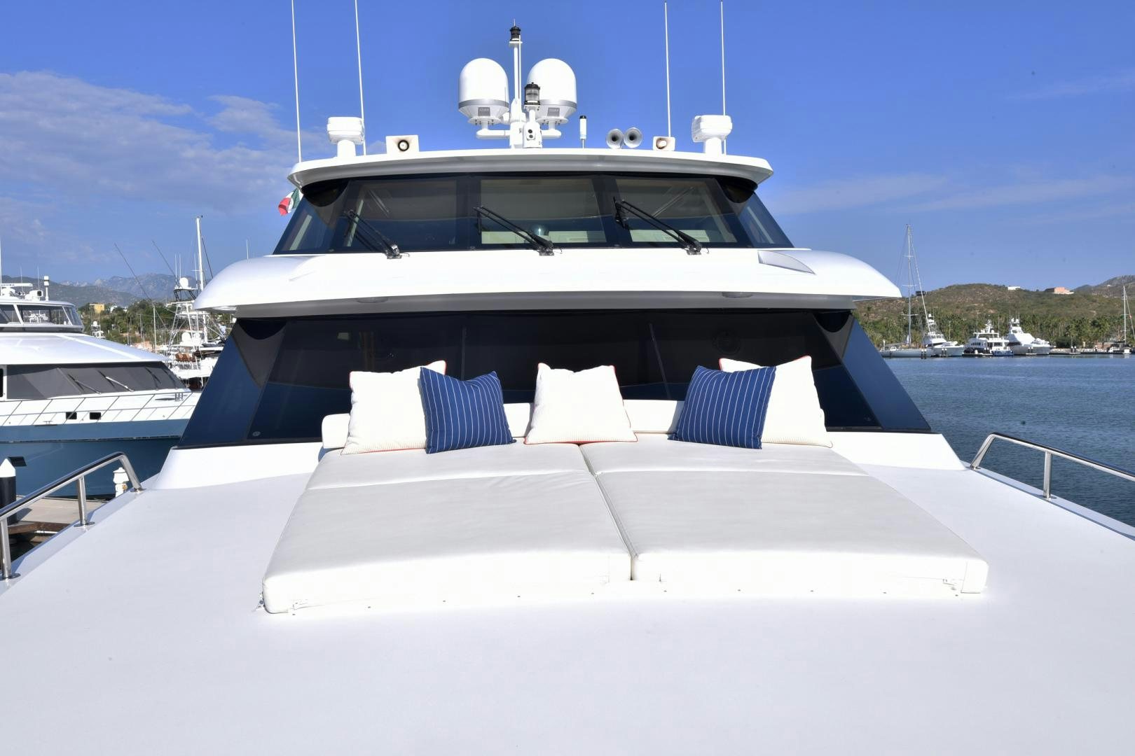 a boat with many seats on it aboard BLUE STEELE Yacht for Sale