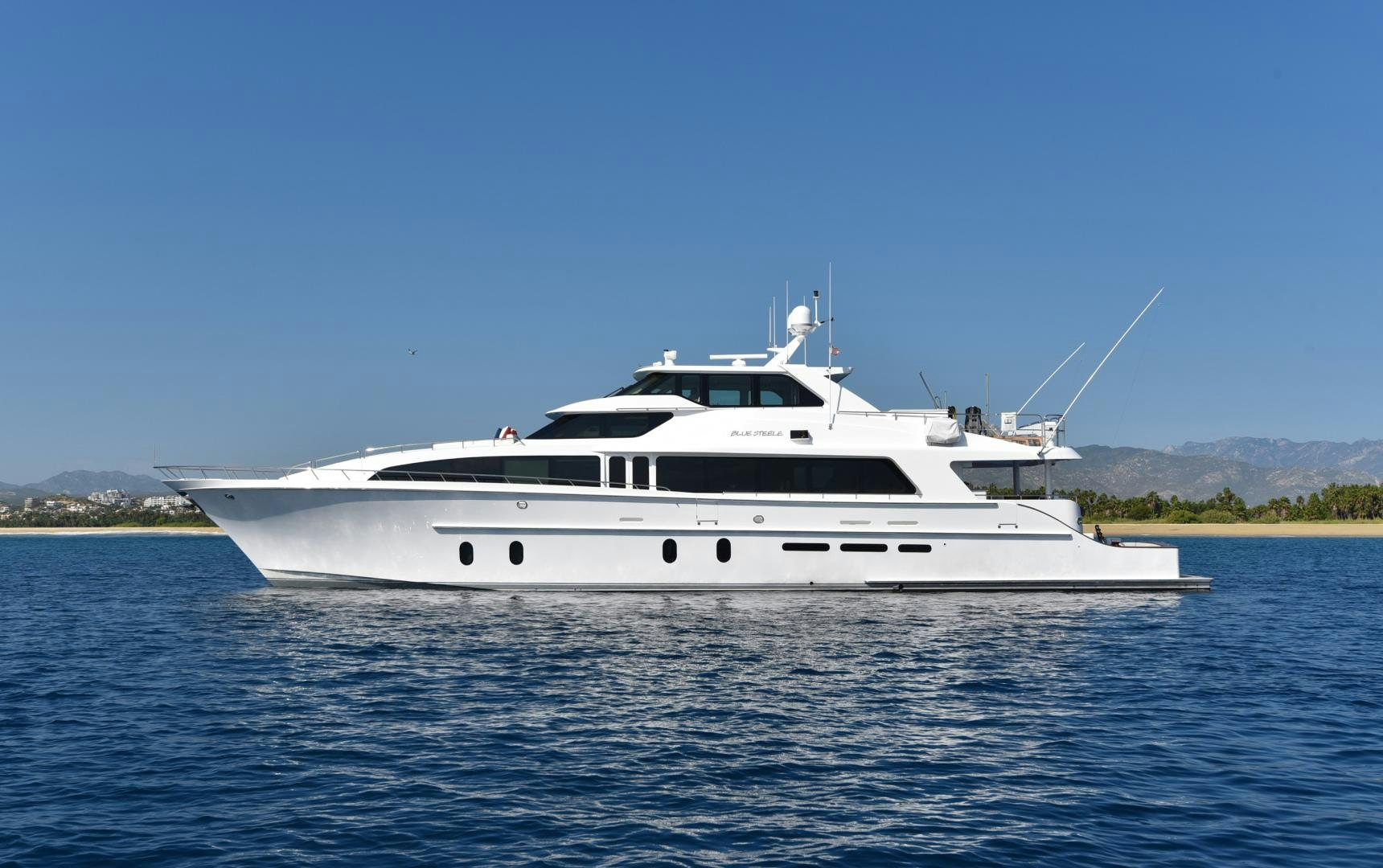 a white yacht in the water aboard BLUE STEELE Yacht for Sale