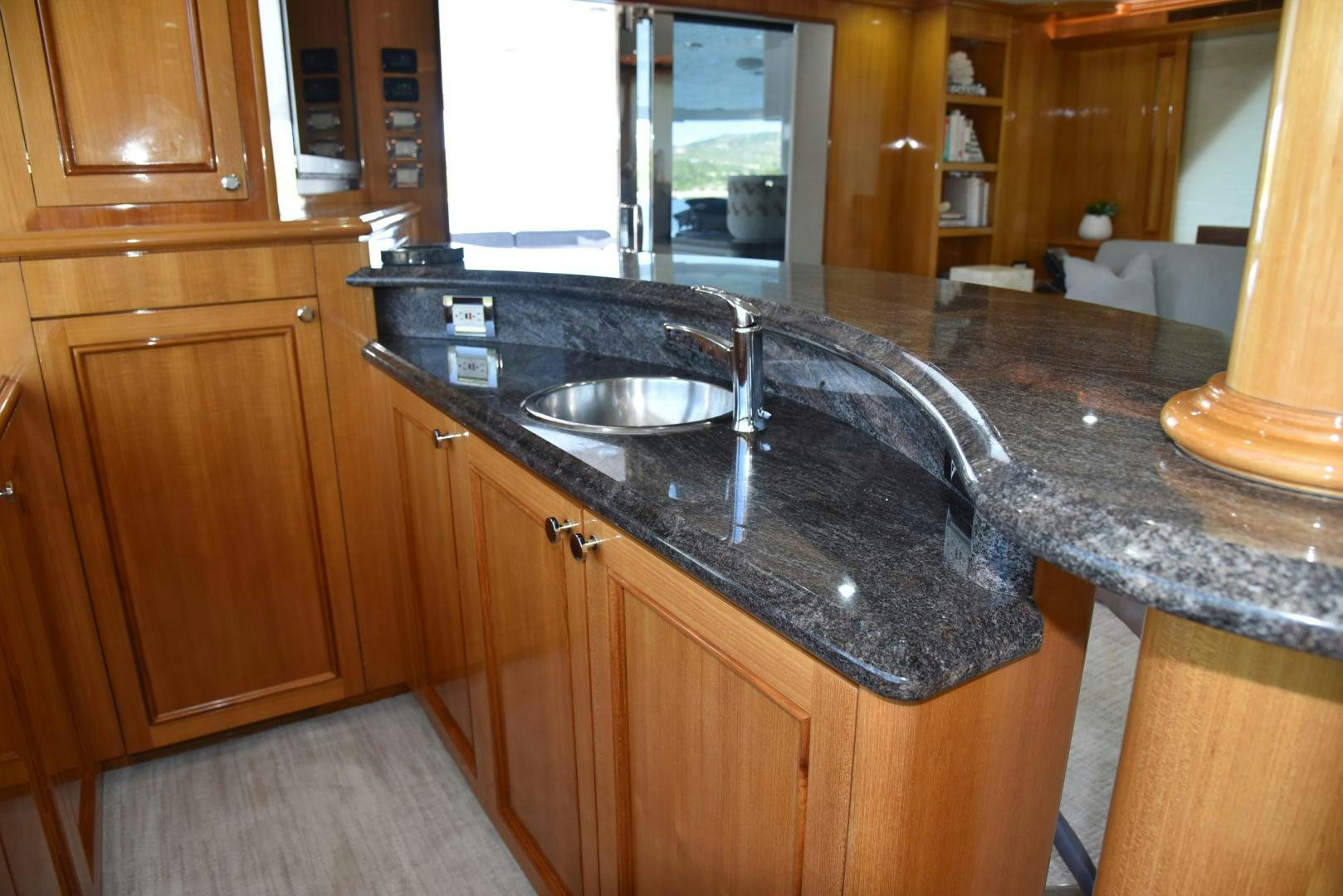 a kitchen with a marble counter top aboard BLUE STEELE Yacht for Sale