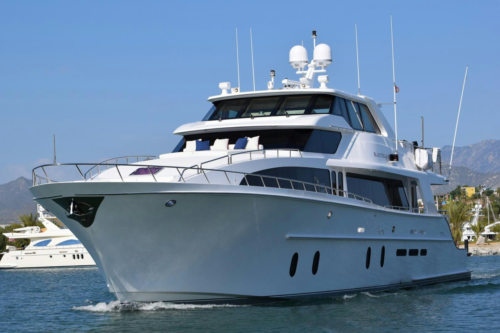 a white yacht in the water aboard BLUE STEELE Yacht for Sale