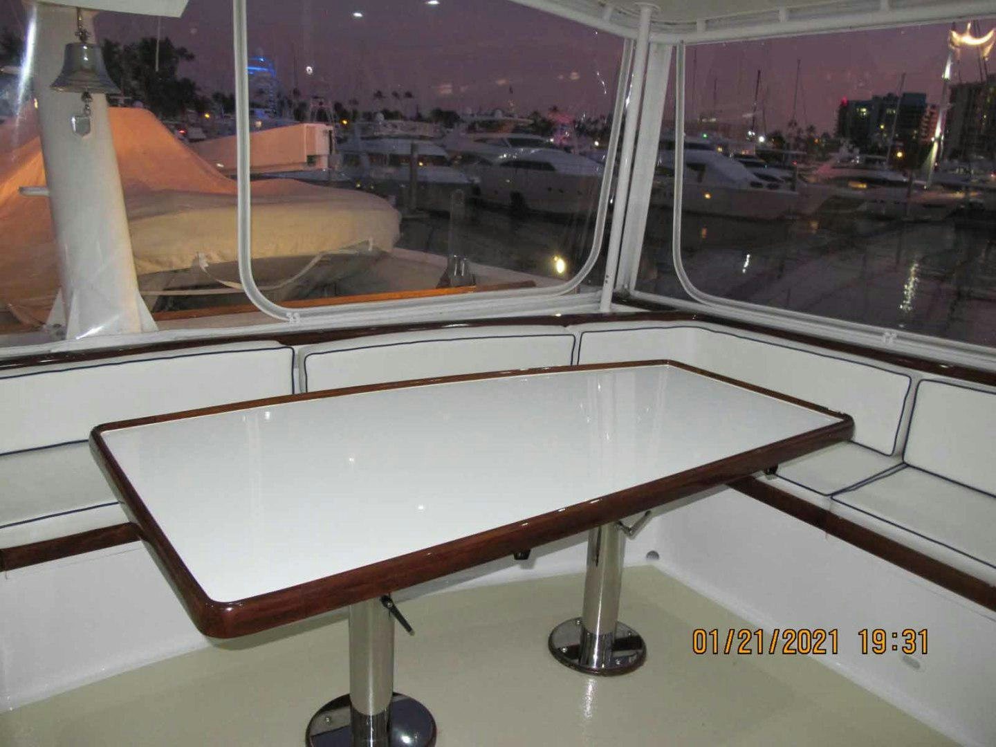 a table with a glass window aboard LORELEI Yacht for Sale