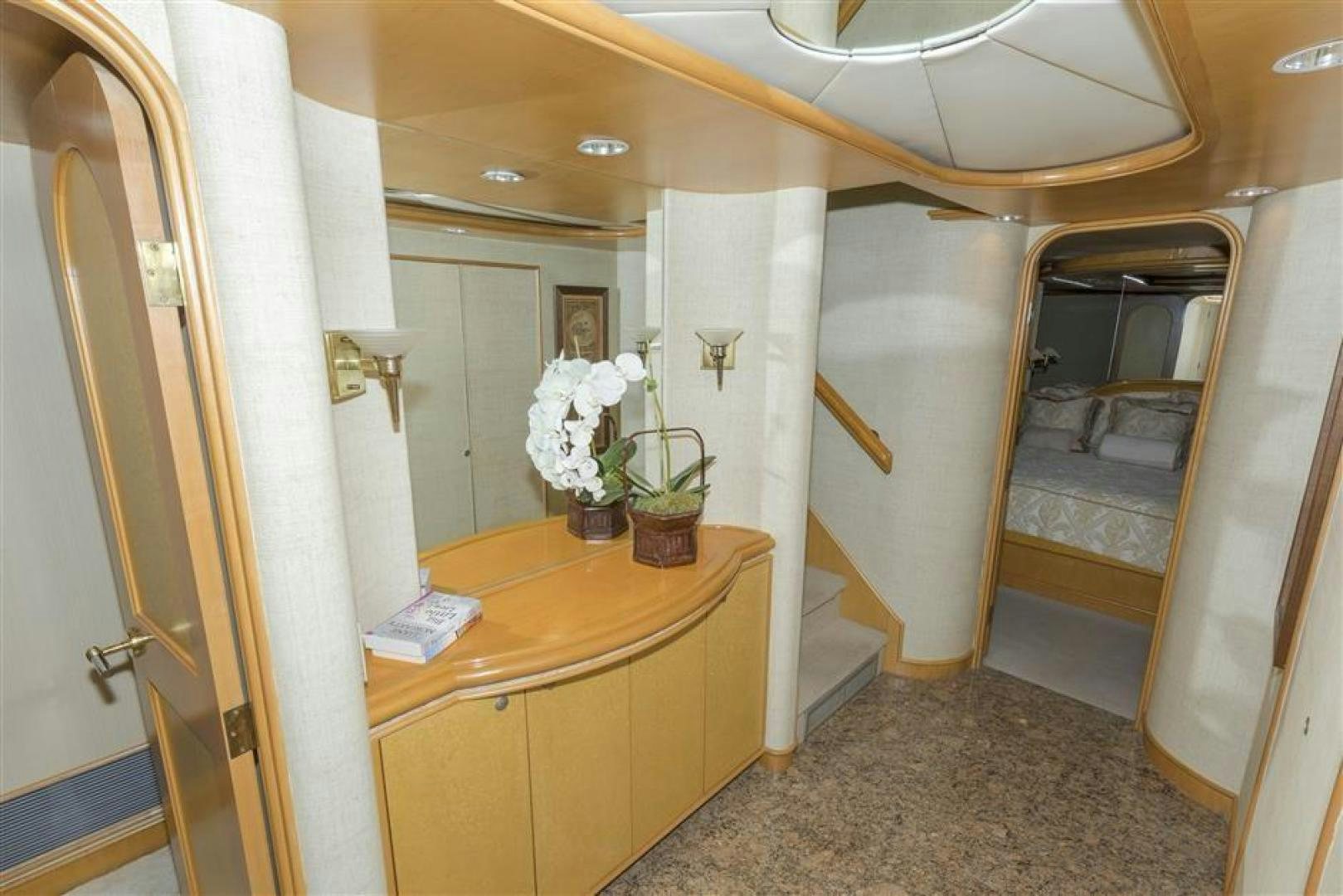 a bathroom with a sink and a mirror aboard DETERMINATION Yacht for Sale