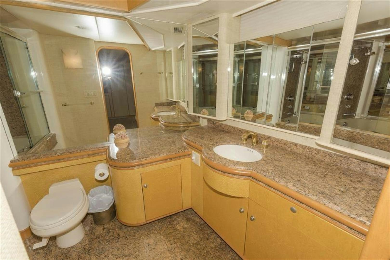 a bathroom with a large countertop aboard DETERMINATION Yacht for Sale