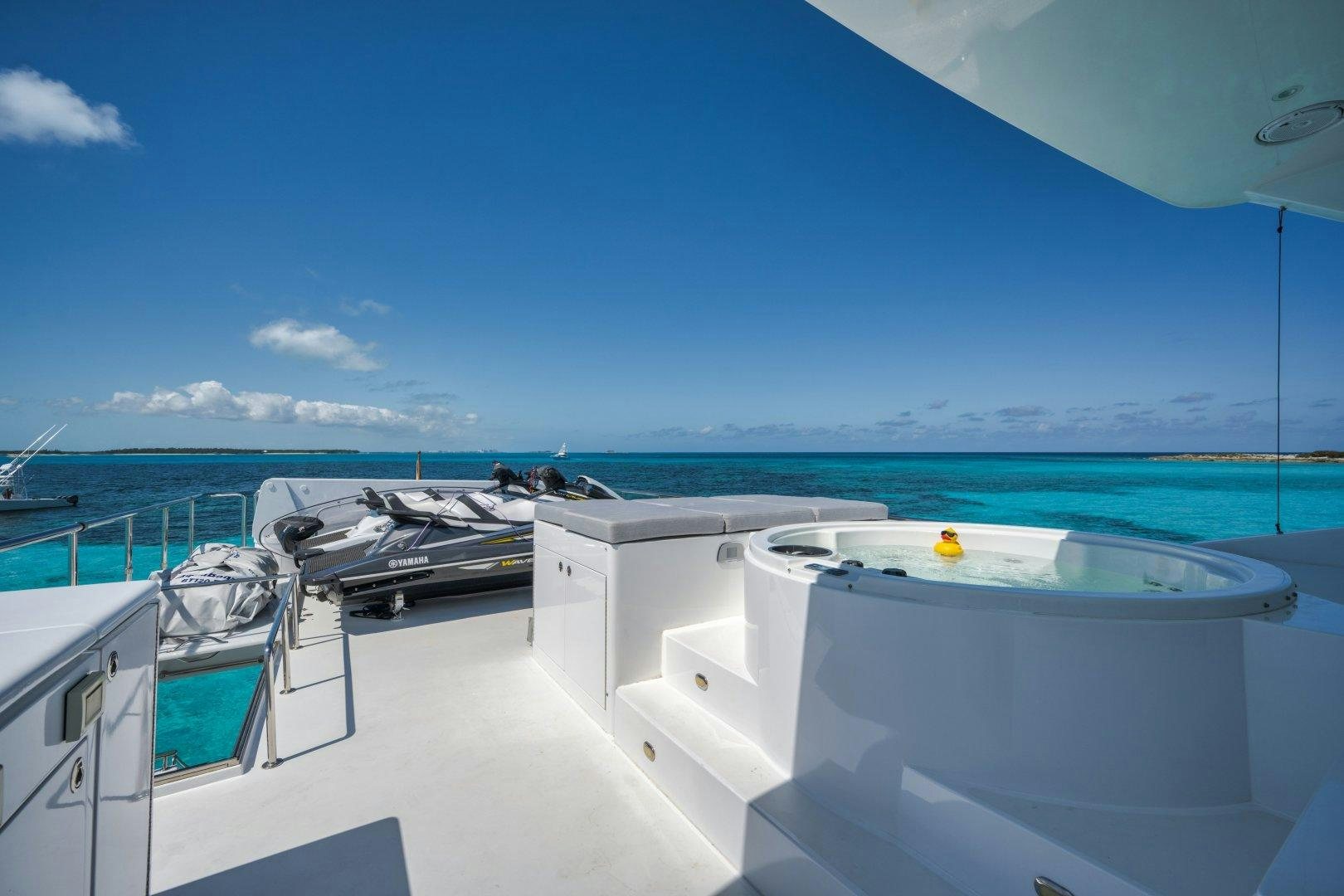 a white pool on a boat aboard LIMITLESS Yacht for Sale