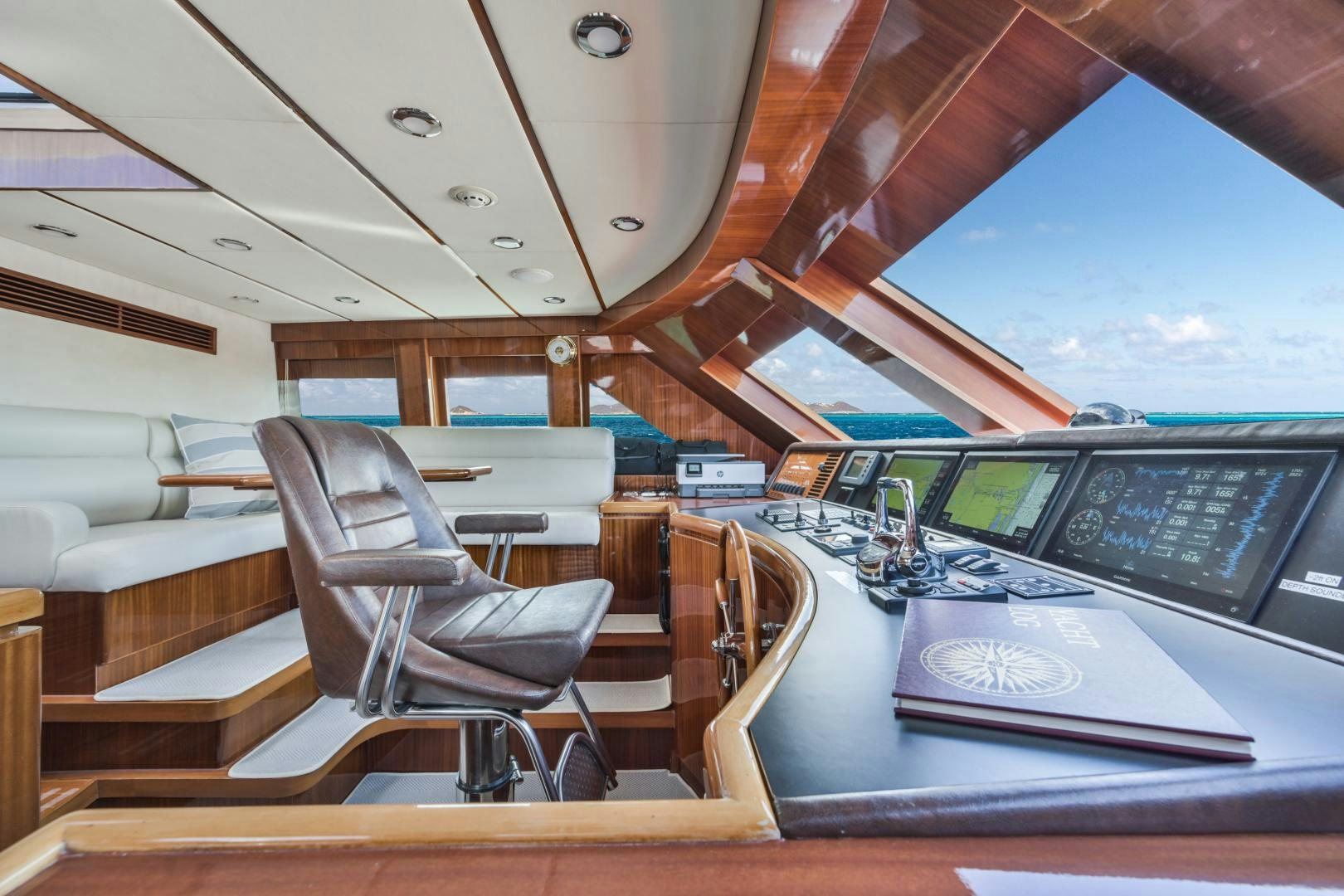 inside of a boat aboard LIMITLESS Yacht for Sale