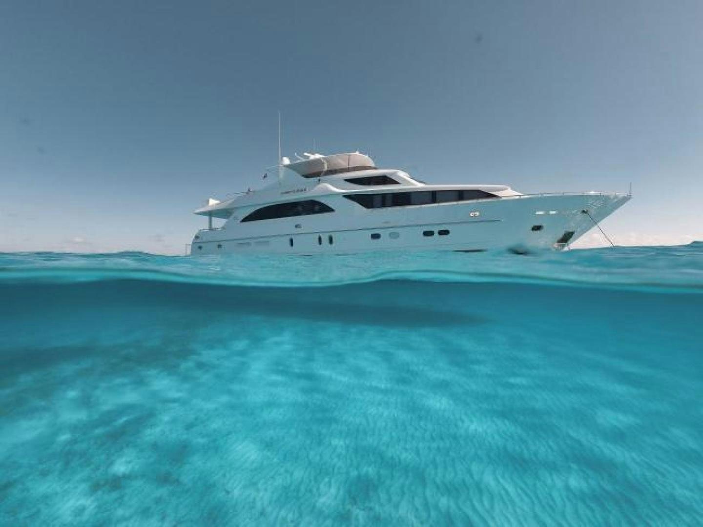 a white yacht in the water aboard LIMITLESS Yacht for Sale