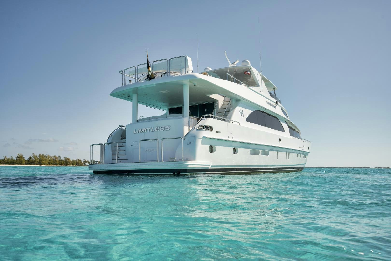 a boat in the water aboard LIMITLESS Yacht for Sale