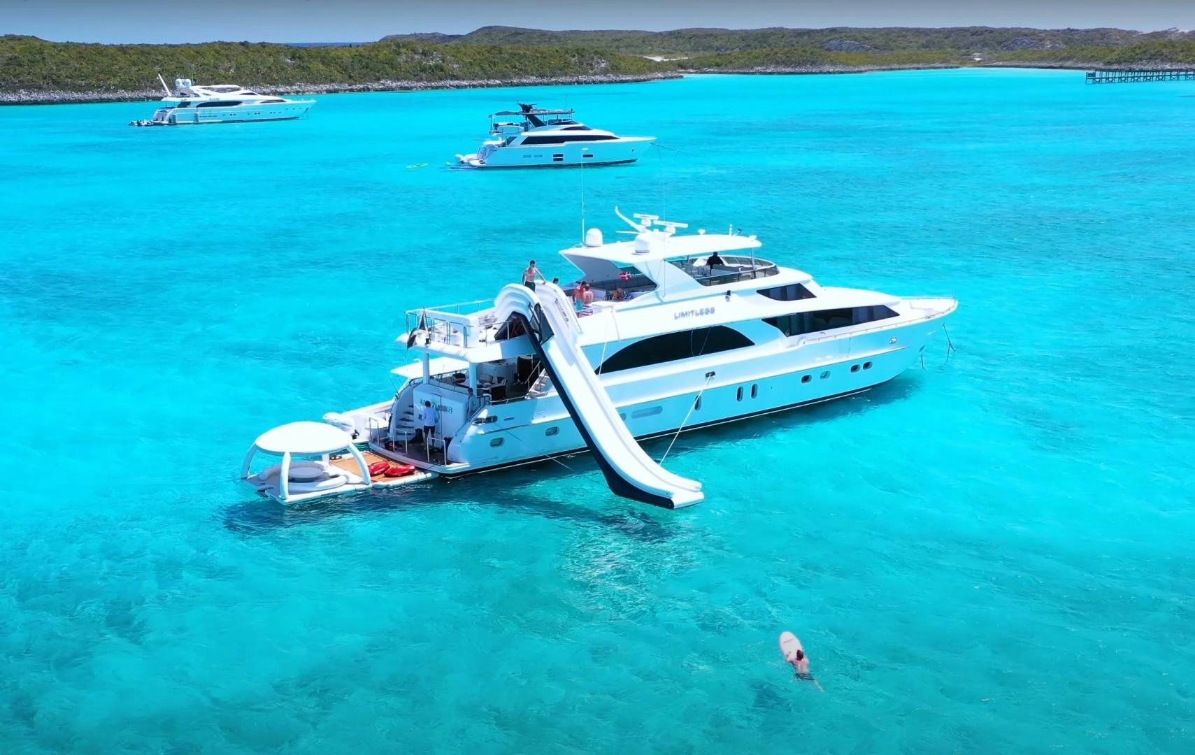 a boat in the water aboard LIMITLESS Yacht for Sale