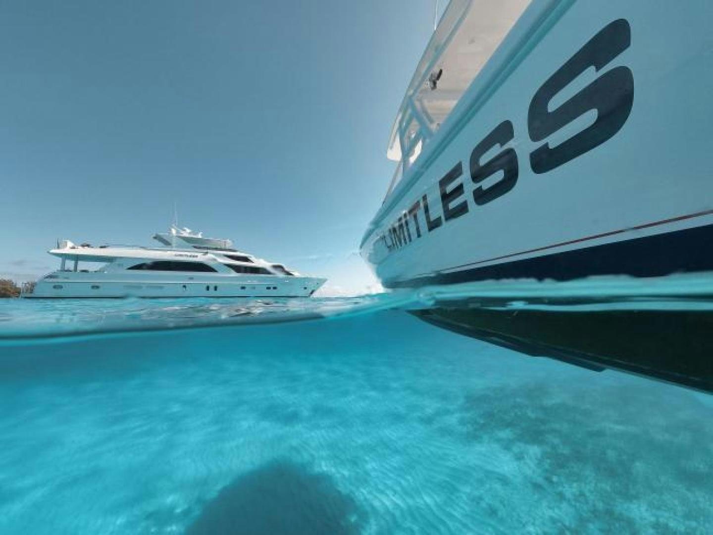 a boat on the water aboard LIMITLESS Yacht for Sale