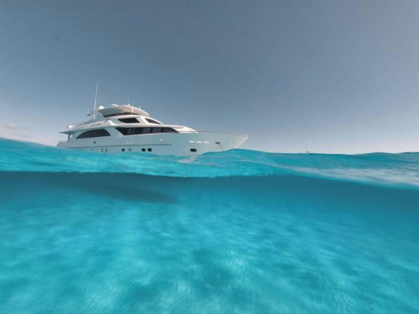 a white boat in the ocean aboard LIMITLESS Yacht for Sale