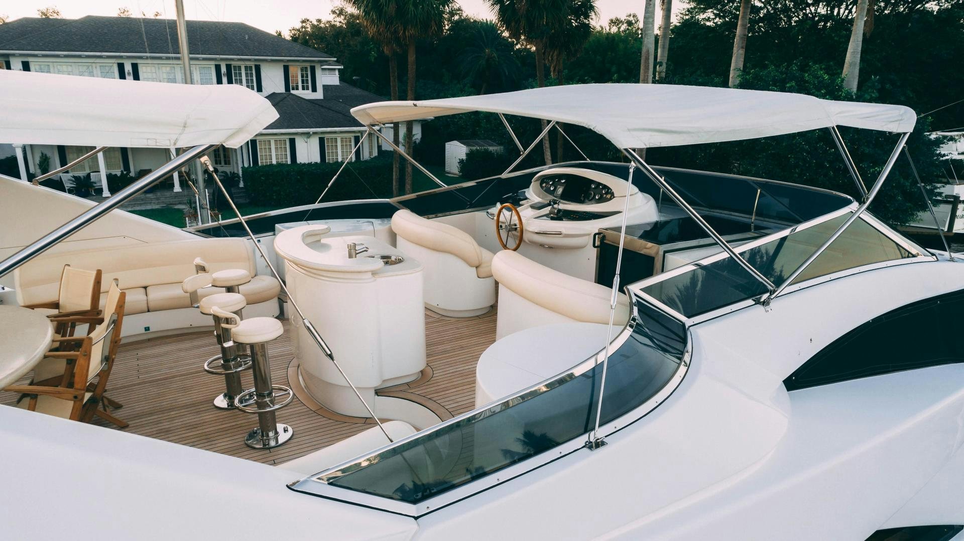 a white boat with a white surface aboard CRISTALES Yacht for Sale
