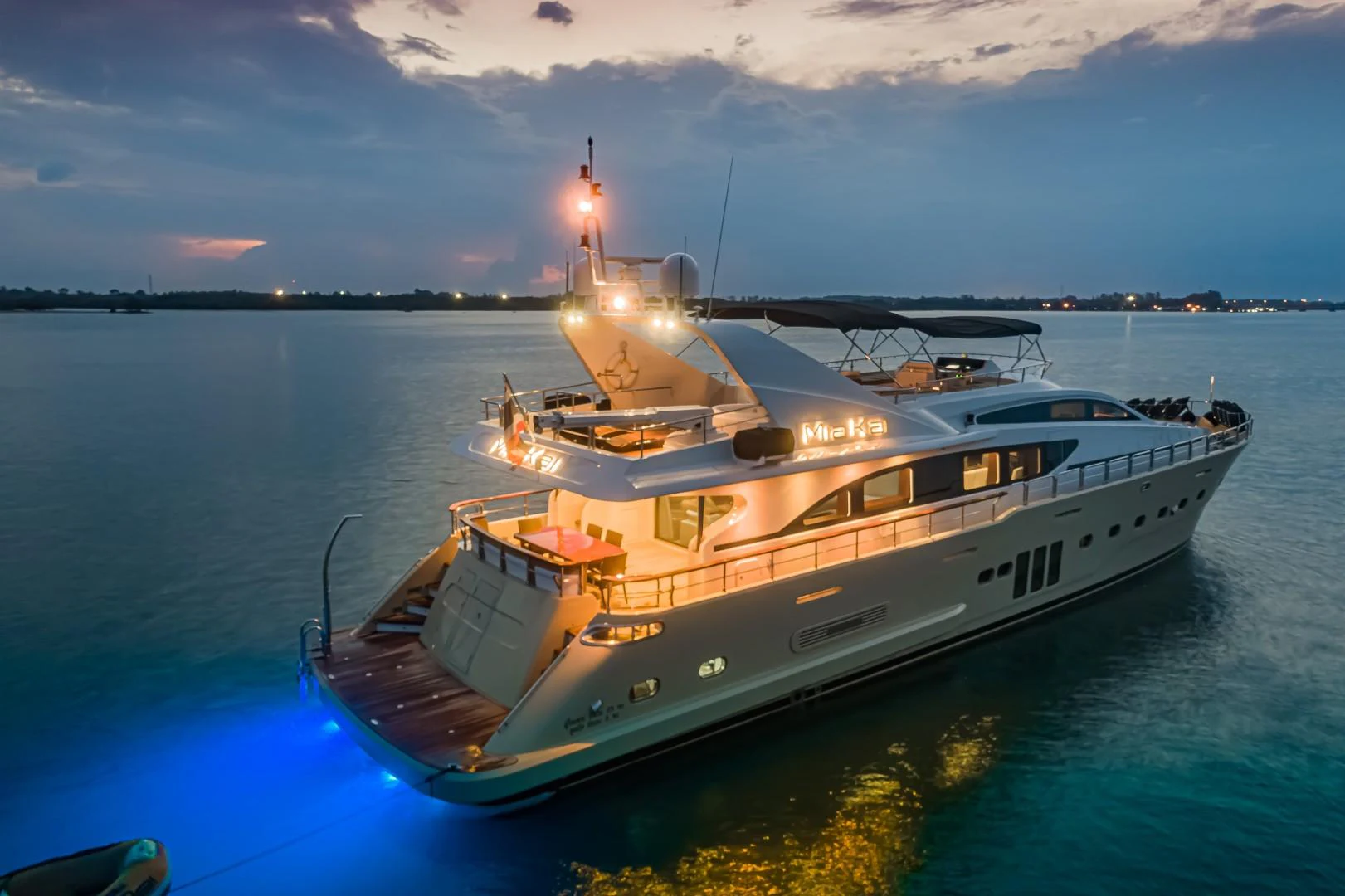 a boat on the water aboard MIA KAI Yacht for Sale