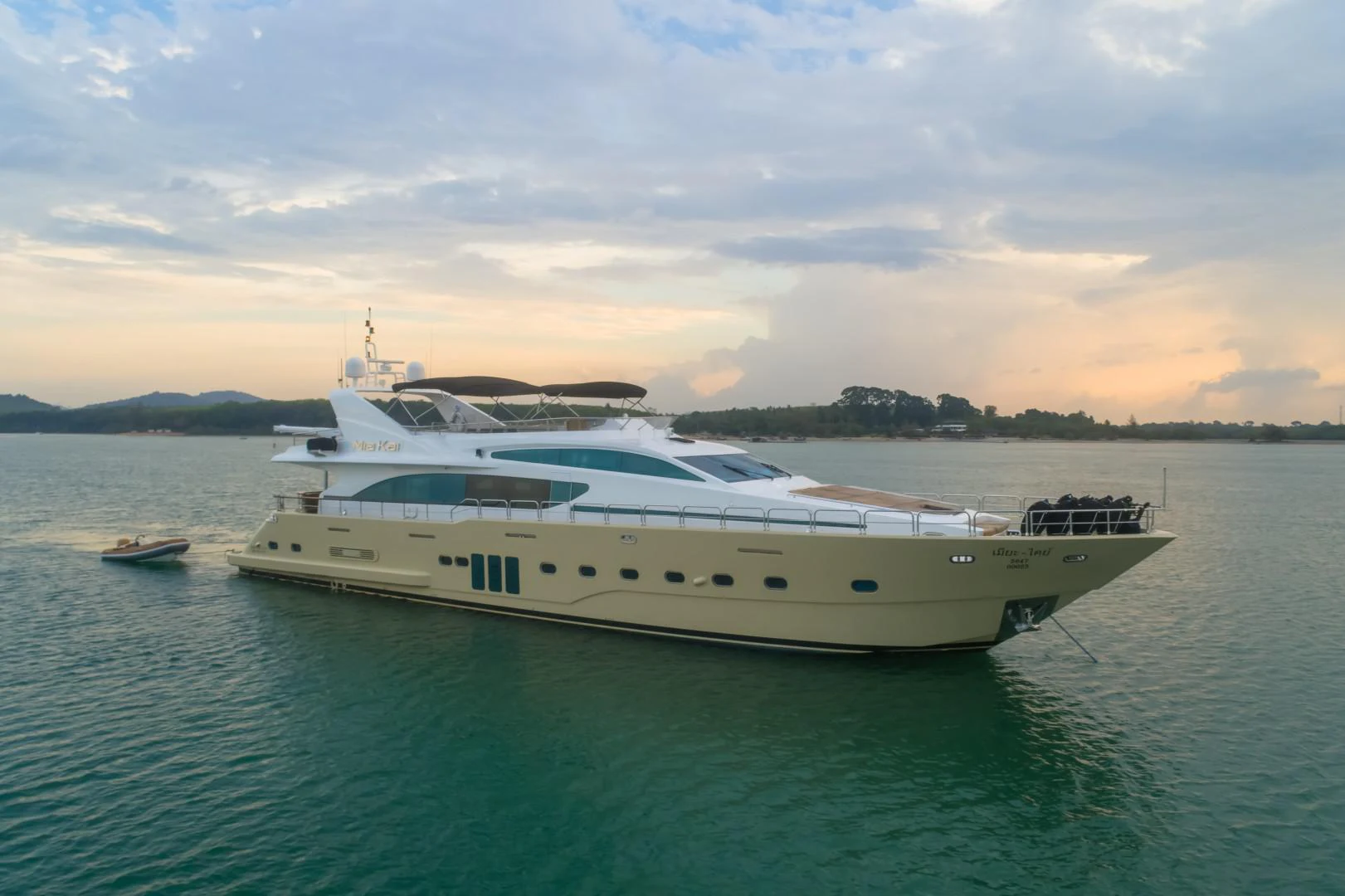 a boat in the water aboard MIA KAI Yacht for Sale