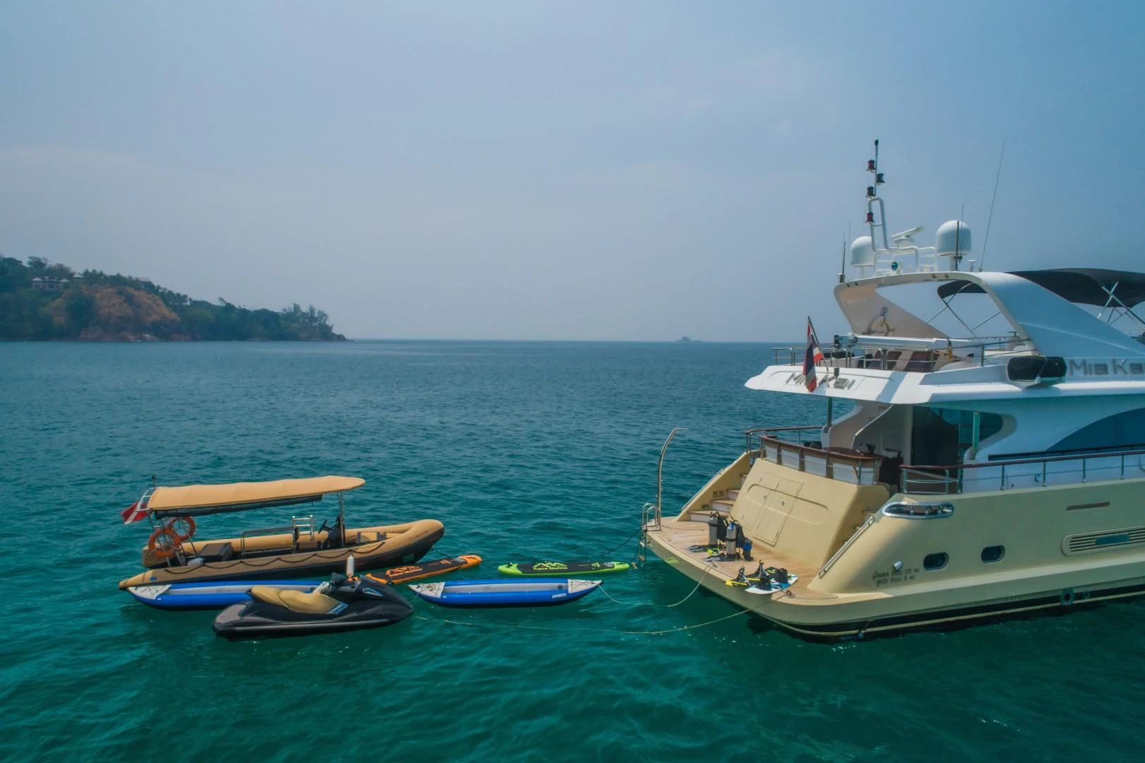 boats in the water aboard MIA KAI Yacht for Sale