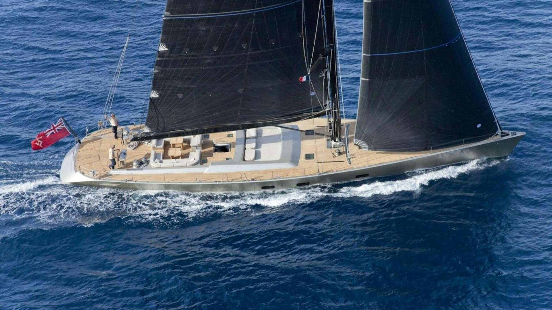 a boat sailing on the sea aboard DARK SHADOW Yacht for Sale