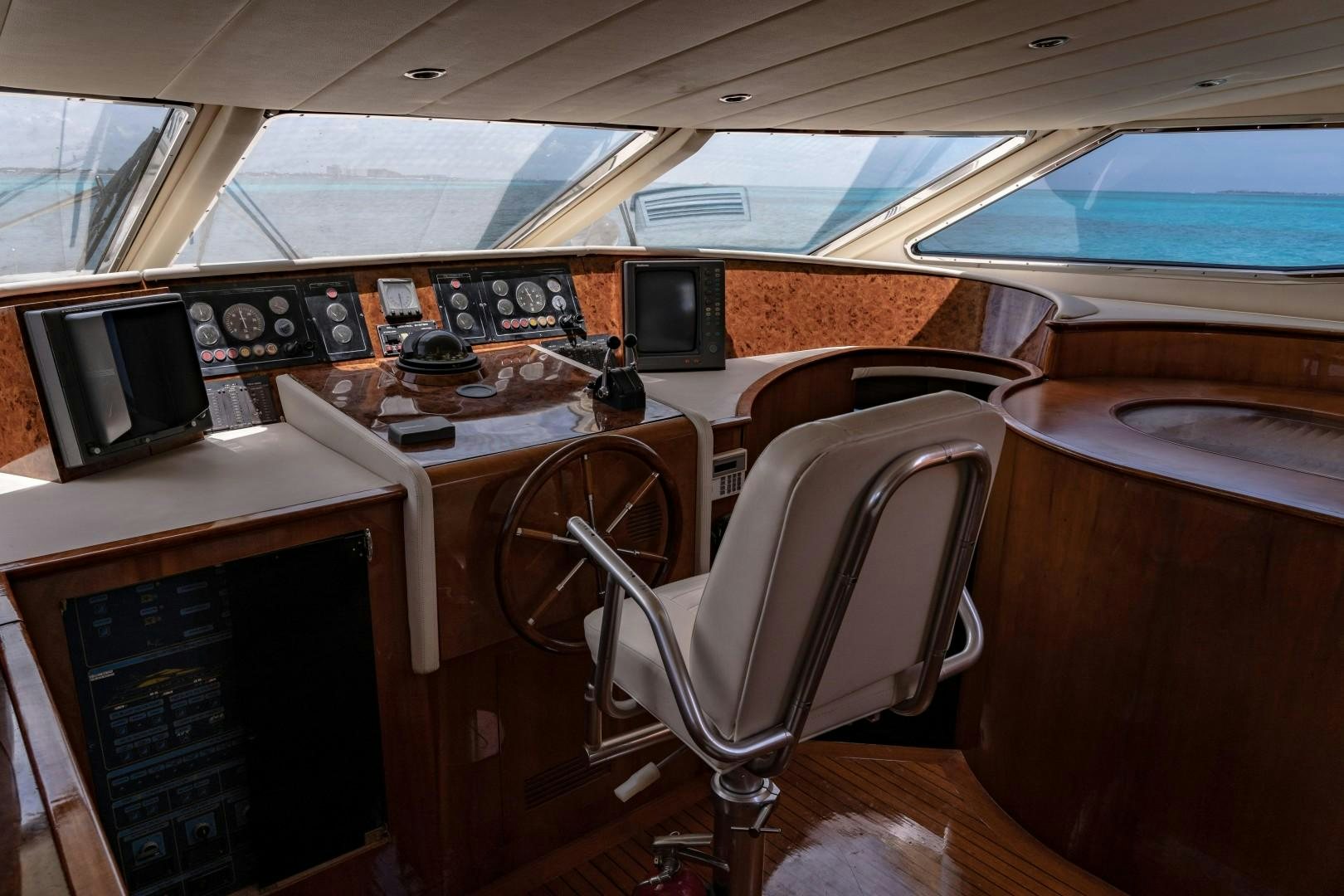 a vehicle with a desk and computer aboard EL CAPRICHO Yacht for Sale