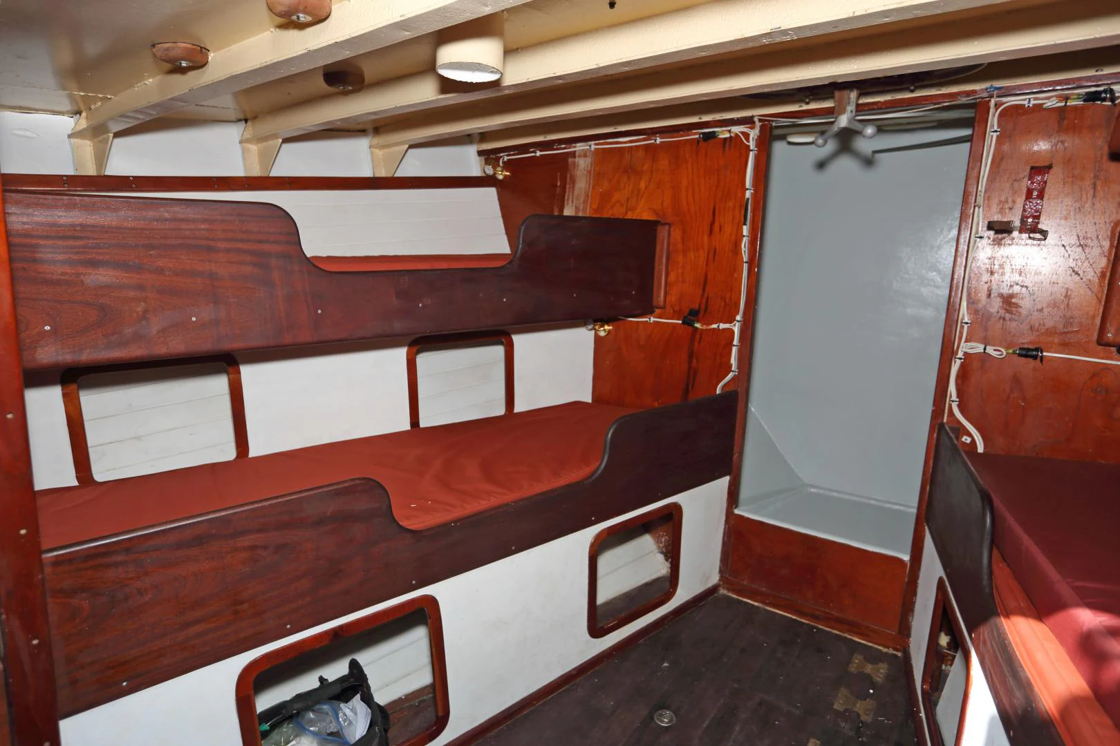 a room with a bench aboard SCHOONER RUTH Yacht for Sale