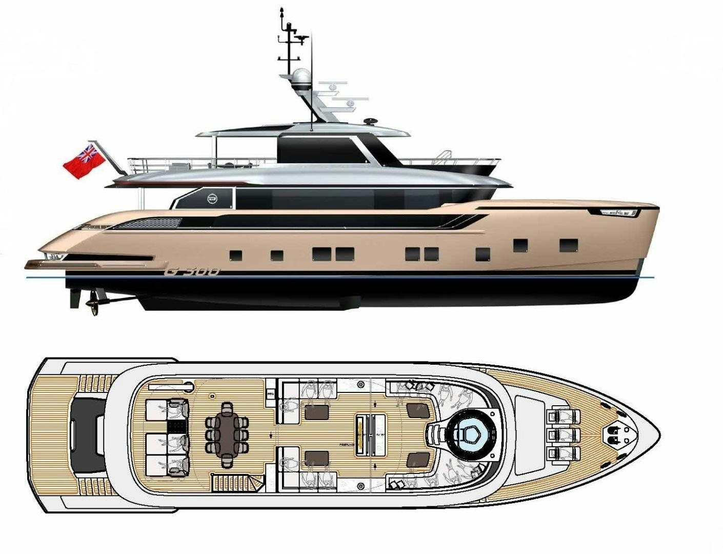 diagram, engineering drawing aboard G 300 Yacht for Sale