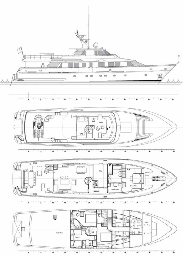 diagram, engineering drawing aboard WIZARD Yacht for Sale