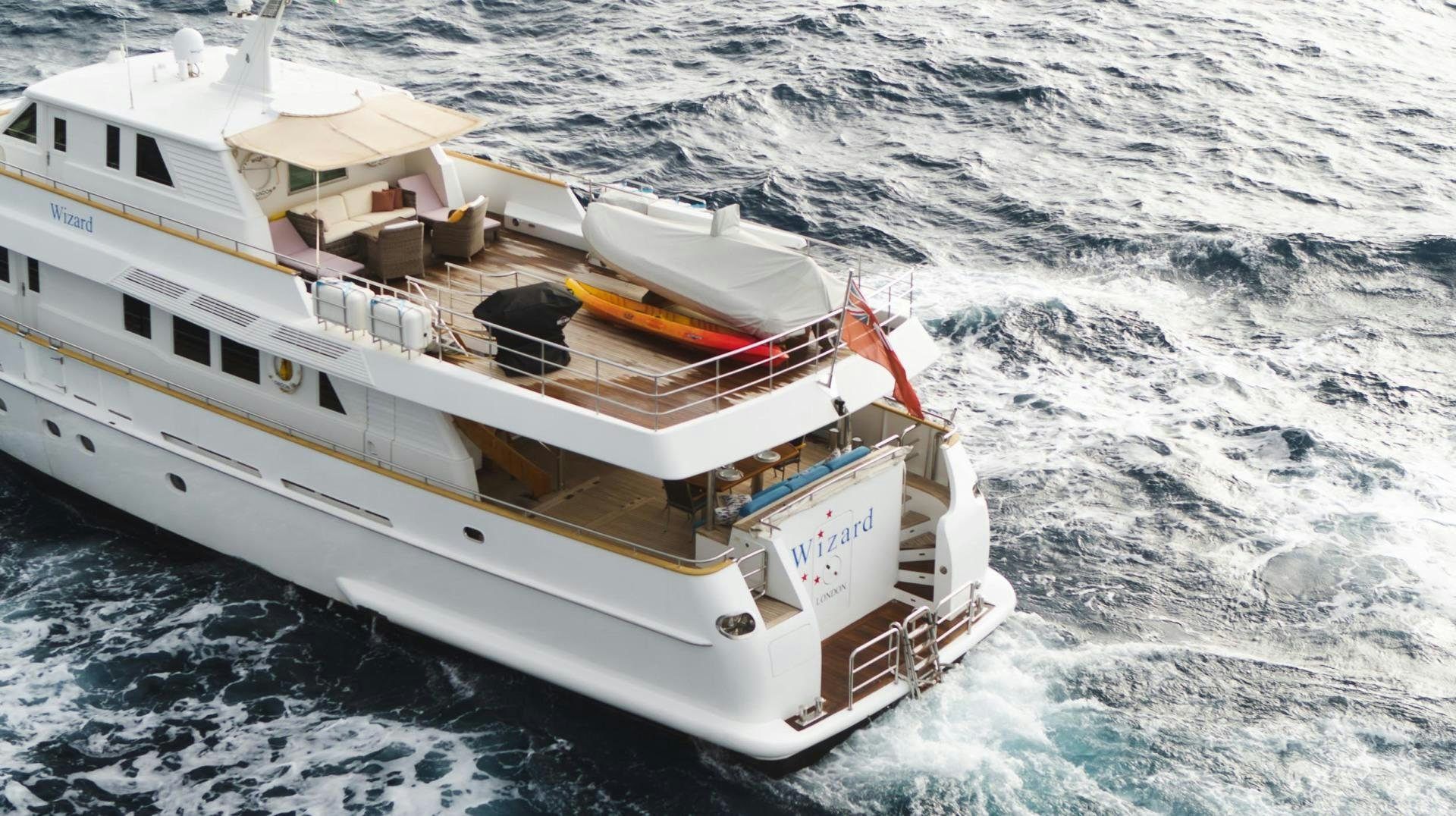a boat in the water aboard WIZARD Yacht for Sale