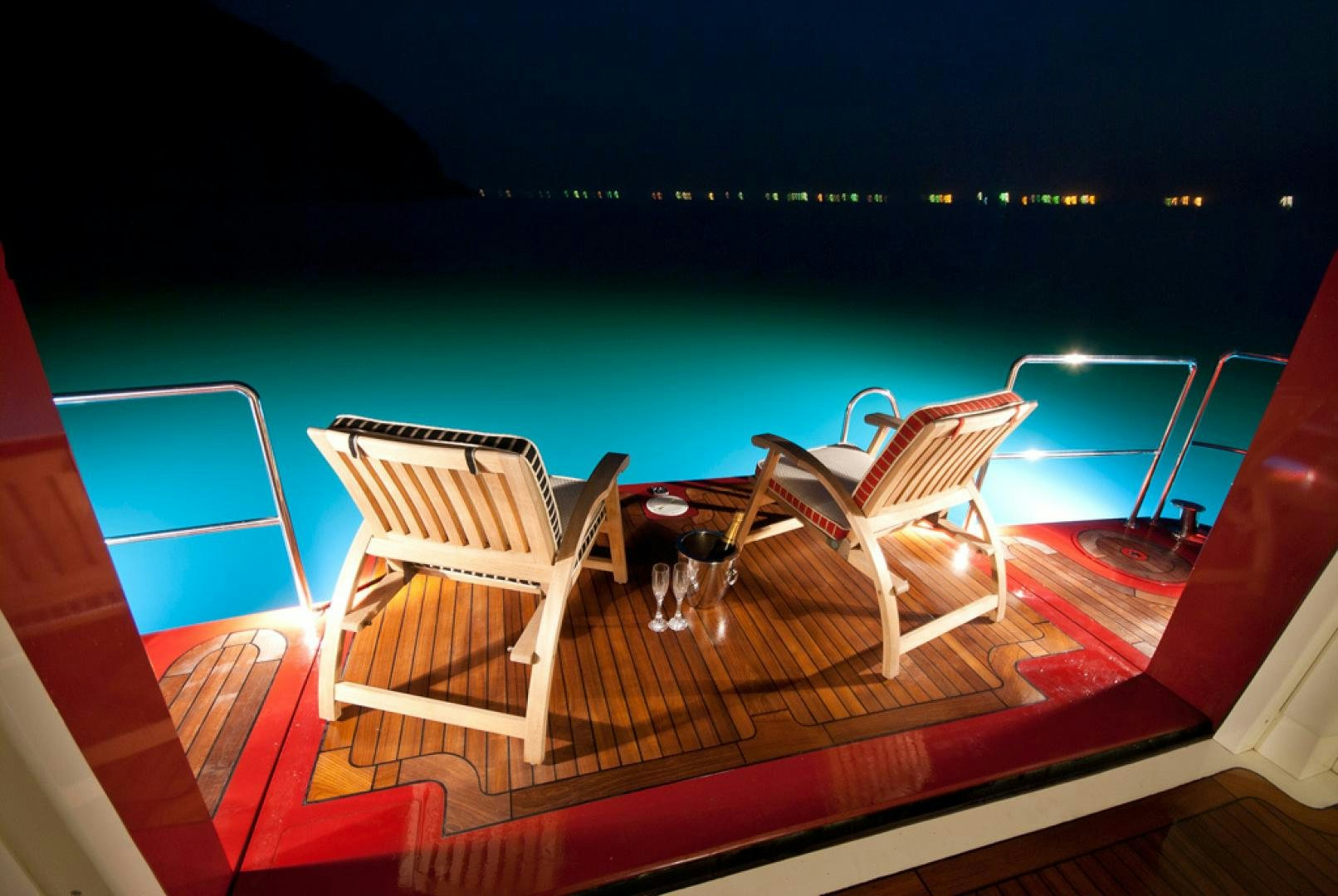 a boat on a deck aboard RED PEARL Yacht for Sale