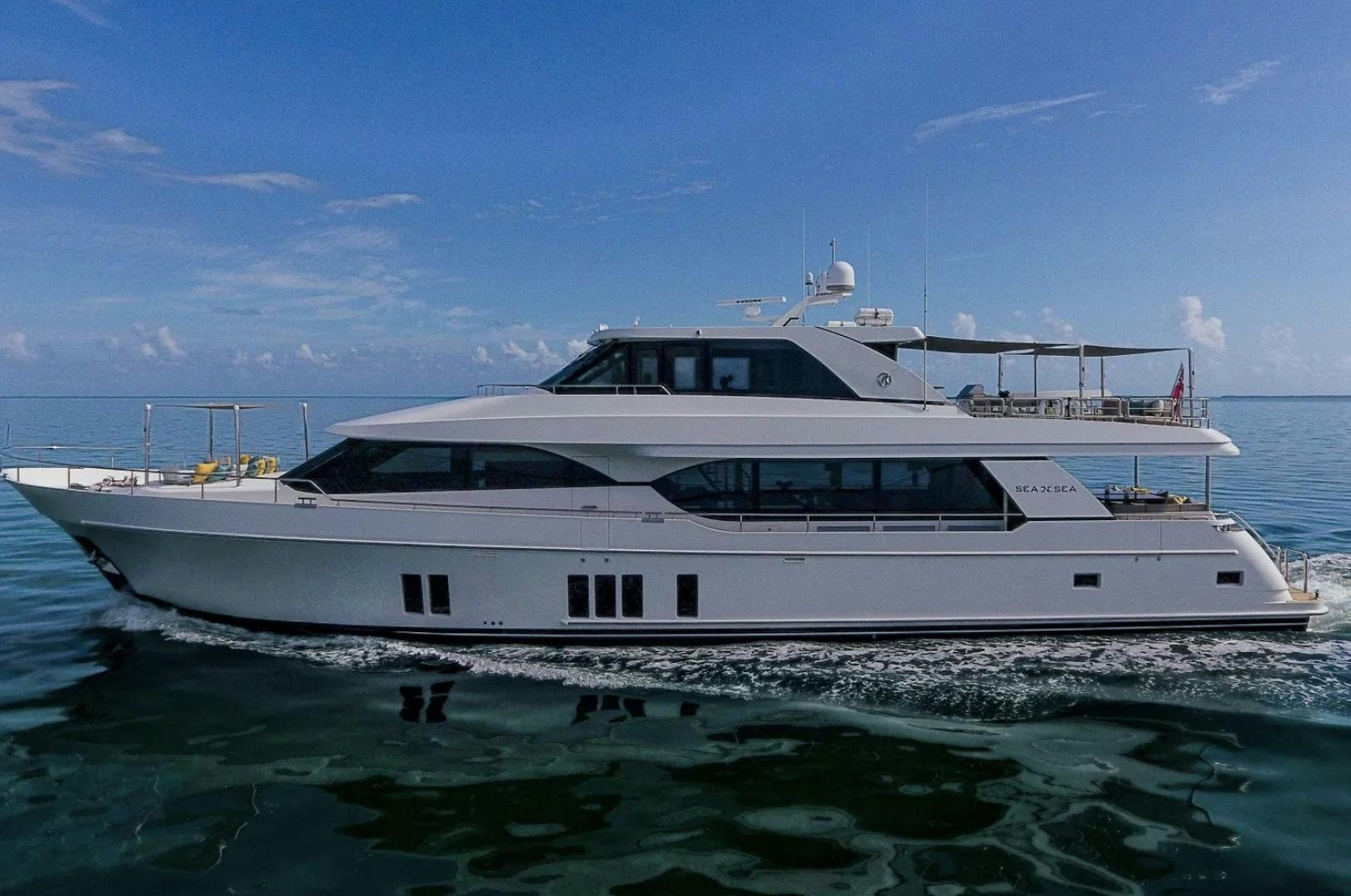 a white yacht in the water aboard SEA N SEA Yacht for Charter