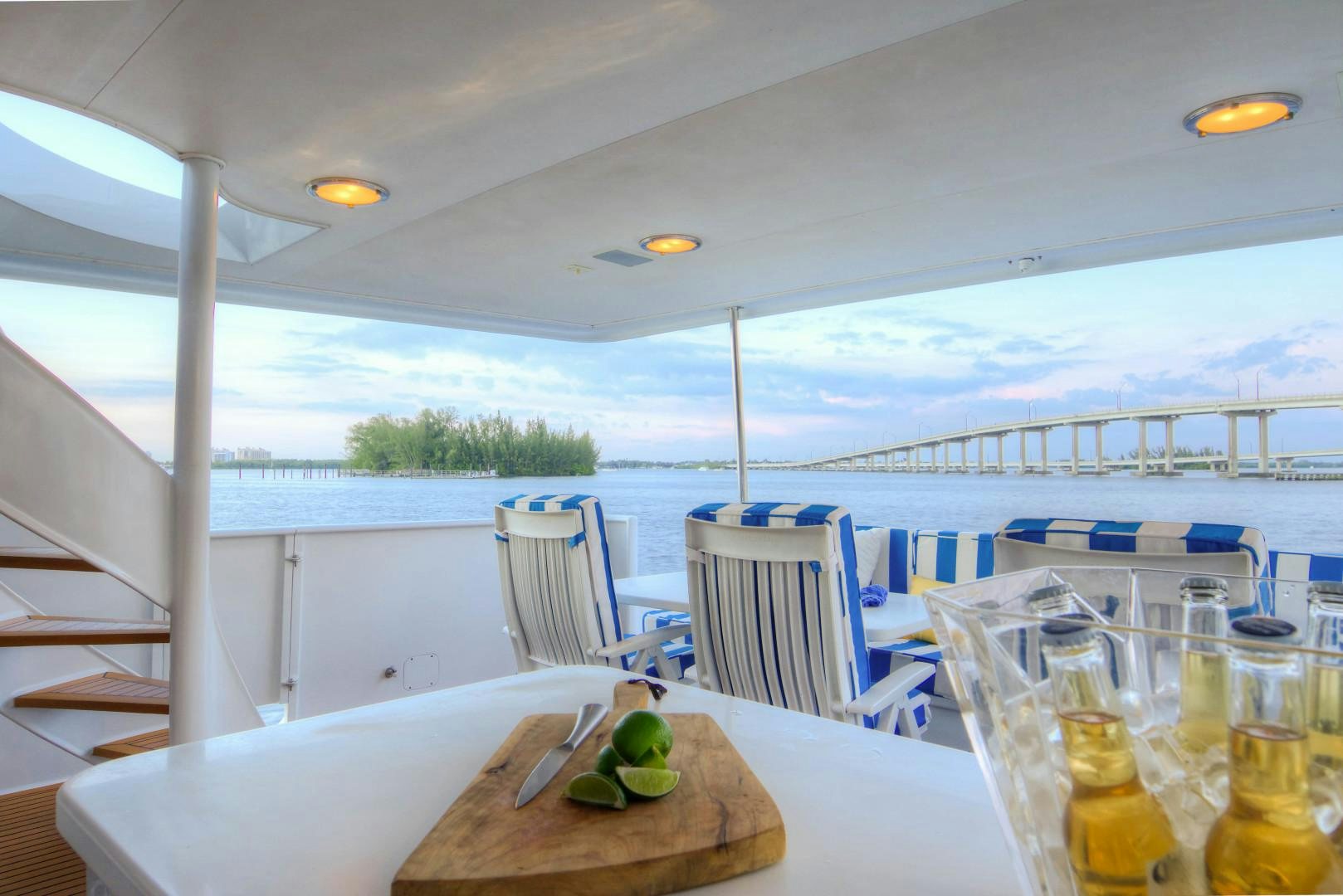 a table with food on it aboard LADY LEX Yacht for Sale