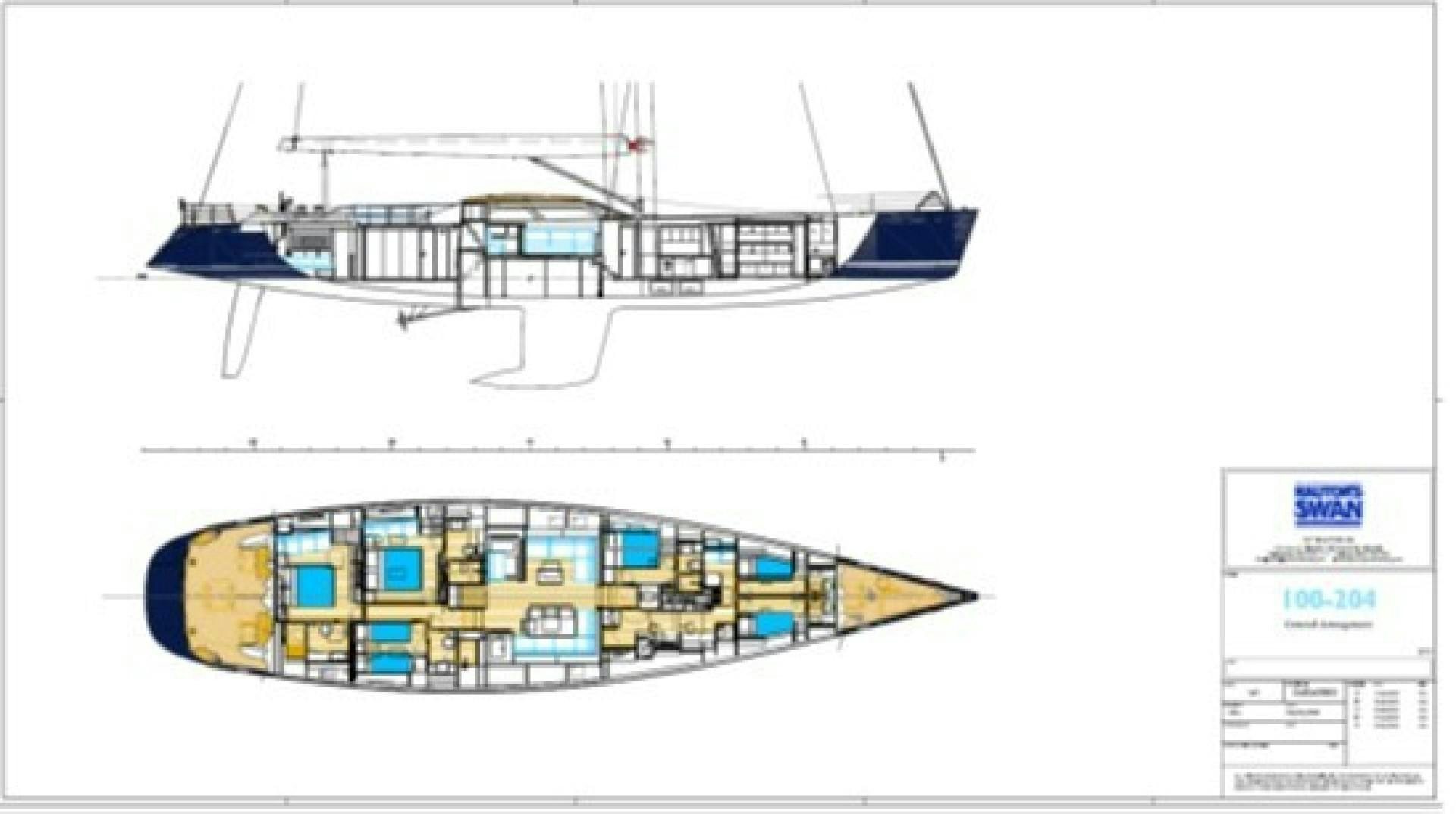 engineering drawing aboard VARSOVIE Yacht for Sale